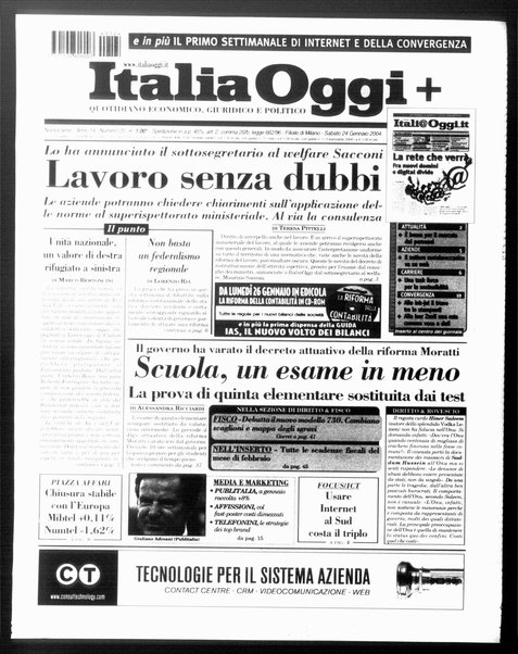 Italia oggi : quotidiano di economia finanza e politica